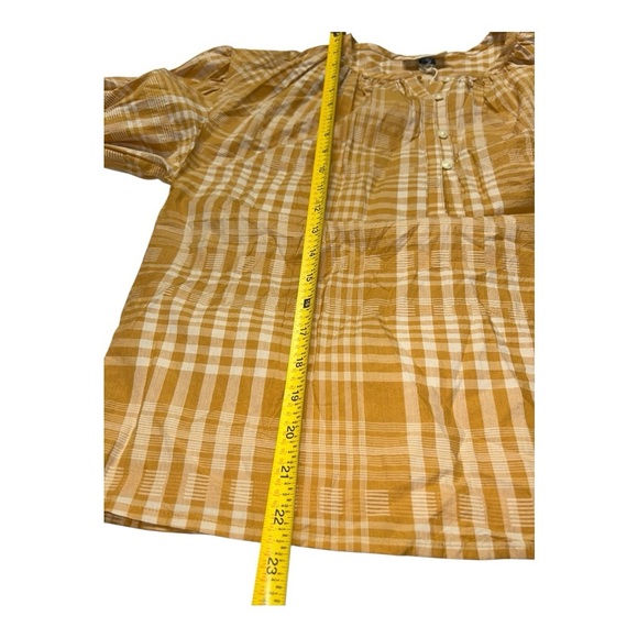 Universal Thread Women's Balloon Long Sleeve Popover Blouse Yellow Plaid Size XS - Picture 6 of 10